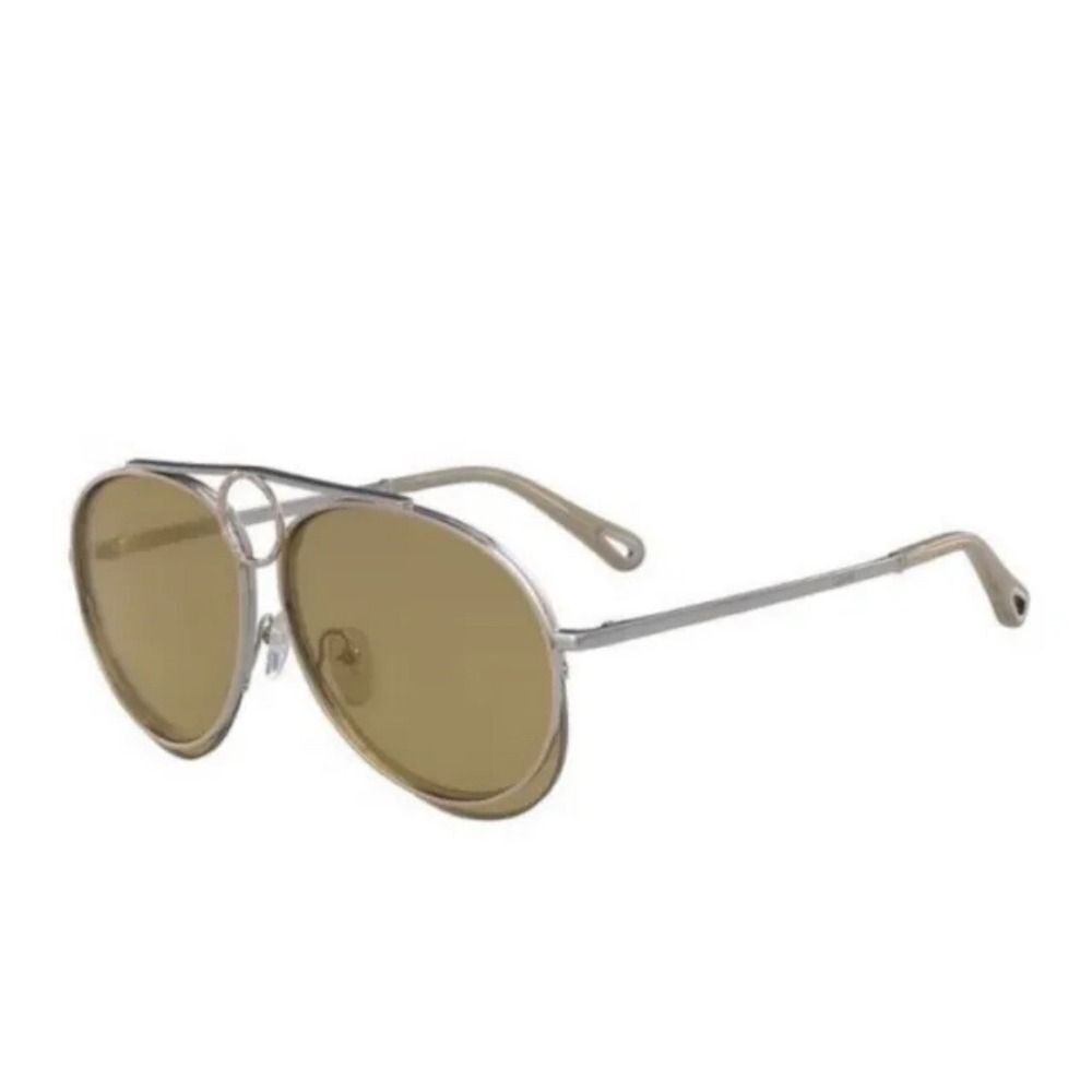 Chloe Romie Aviator Sunglasses Dark Nickel/Nickel 61MM - Picture 2 of 16